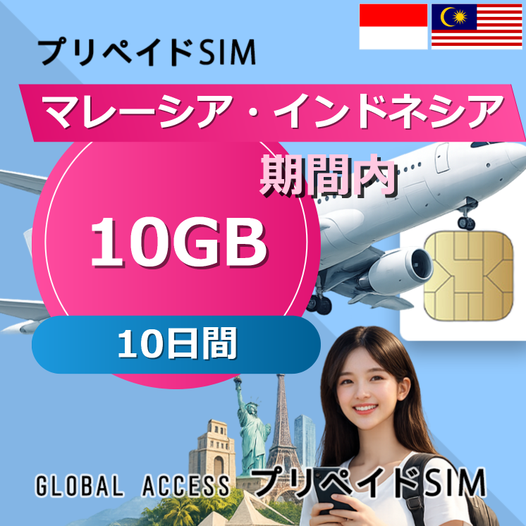 マレーシア・インドネシア SIMカード 10GB 10日間
