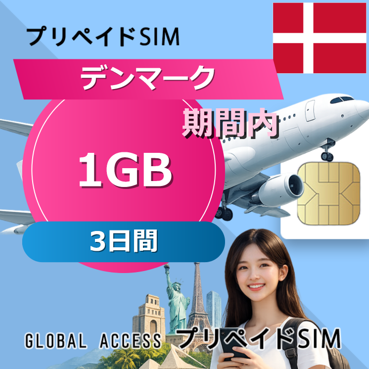 デンマーク 1GB 3日間