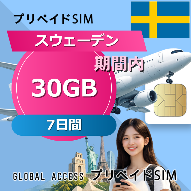 スウェーデン SIMカード 30GB 7日間