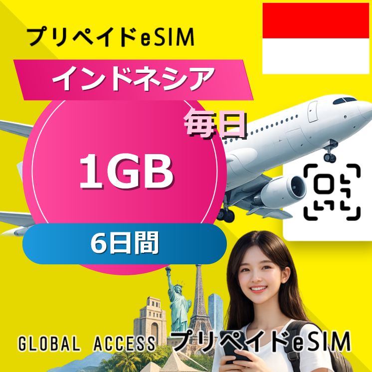 インドネシア eSIM 1GB 毎日 6日間