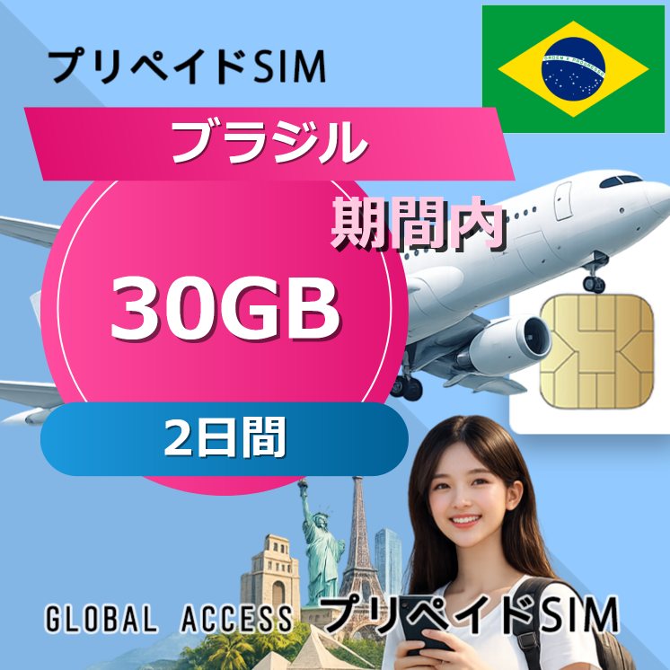 ブラジル SIMカード 30GB 2日間