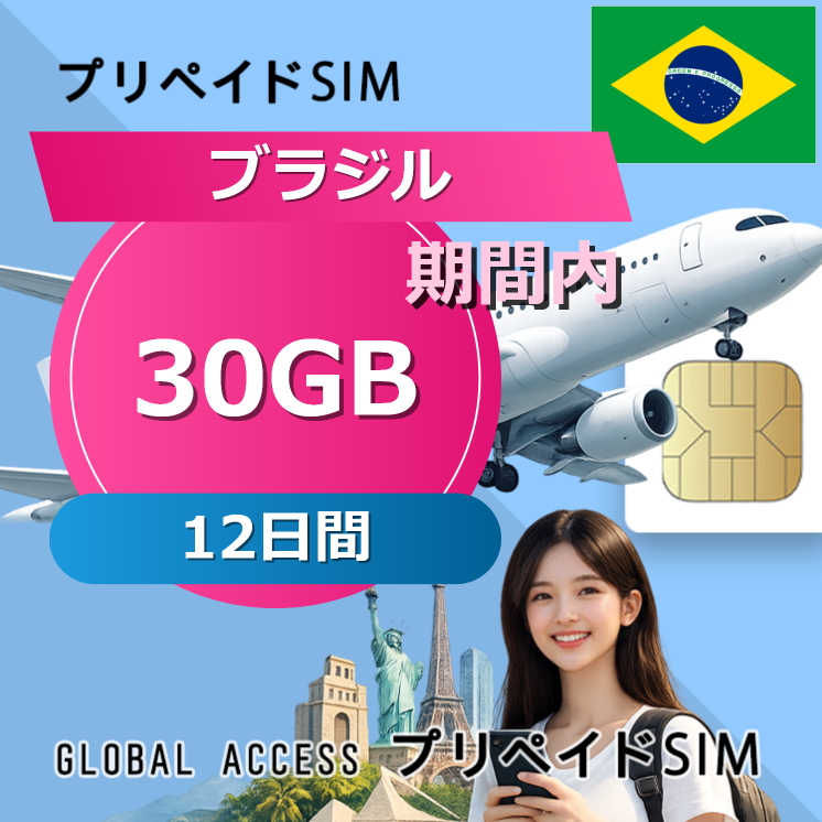 ブラジル SIMカード 30GB 12日間