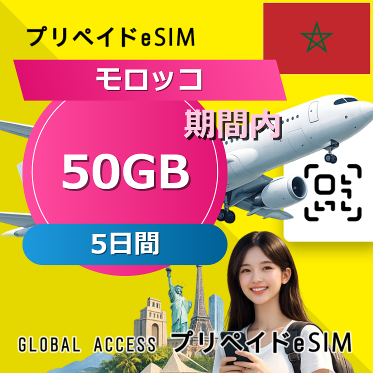 モロッコ eSIM 50GB 5日間