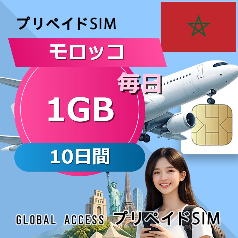 モロッコ SIMカード 1GB 毎日 10日間