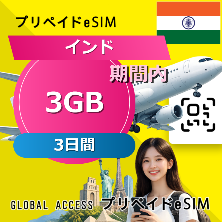 インド eSIM 3GB 3日間