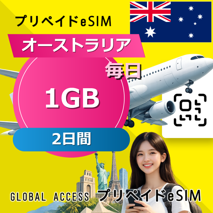 オーストラリア eSIM 1GB 毎日 2日間