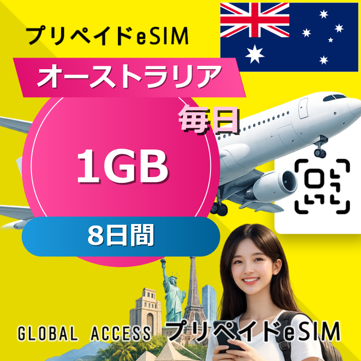 オーストラリア eSIM 1GB 毎日 8日間