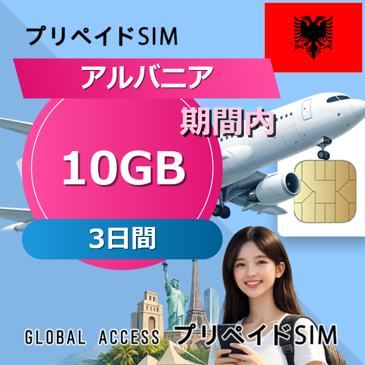 アルバニア SIMカード 10GB 3日間