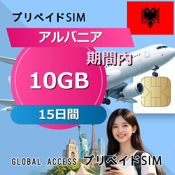 アルバニア SIMカード 10GB 15日間