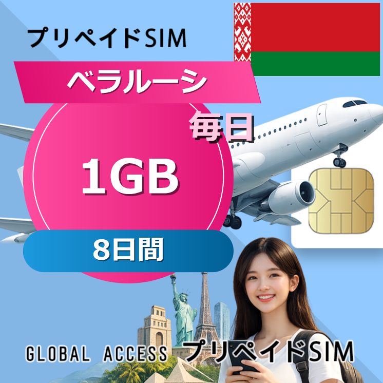 ベラルーシ SIMカード 1GB 毎日 8日間