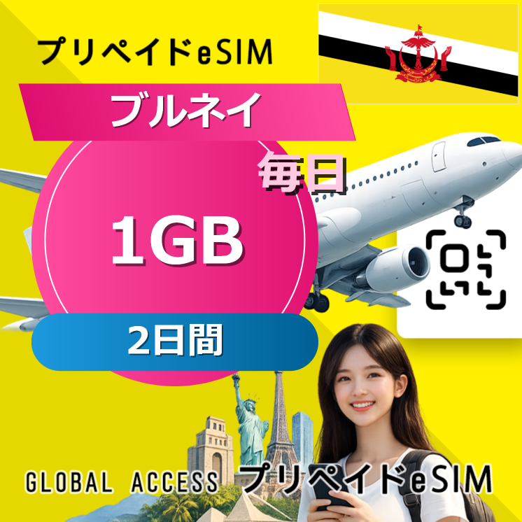 ブルネイ eSIM 1GB 毎日 2日間