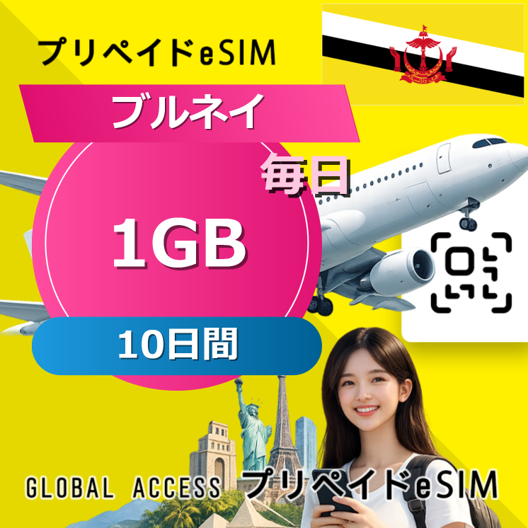 ブルネイ eSIM 1GB 毎日 10日間