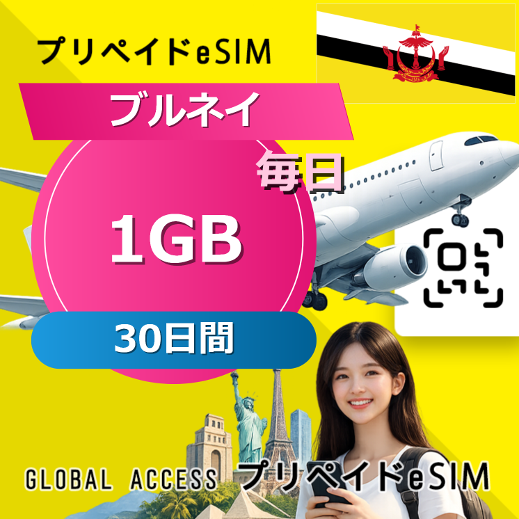 ブルネイ eSIM 1GB 毎日 30日間