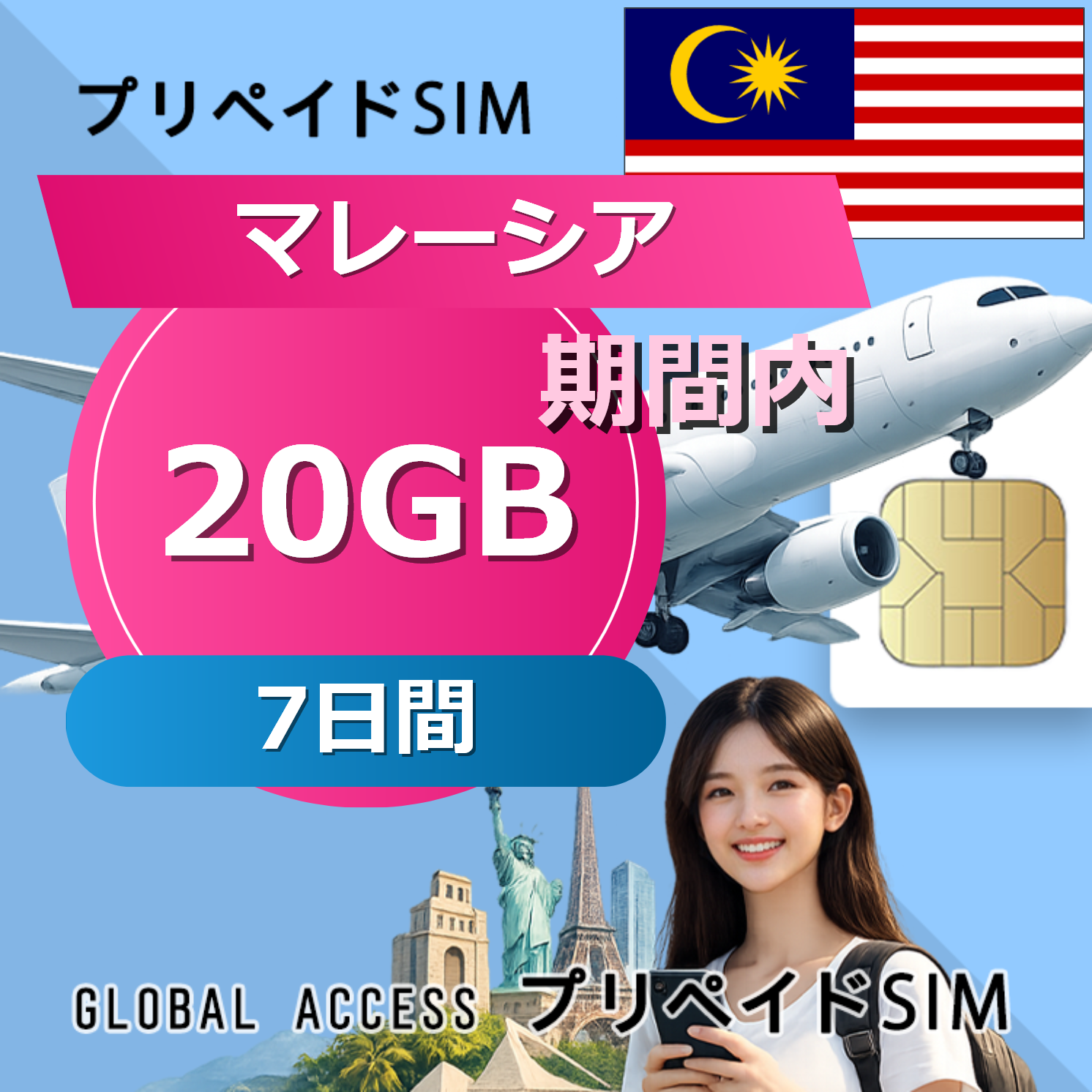 マレーシア SIMカード 20GB 7日間