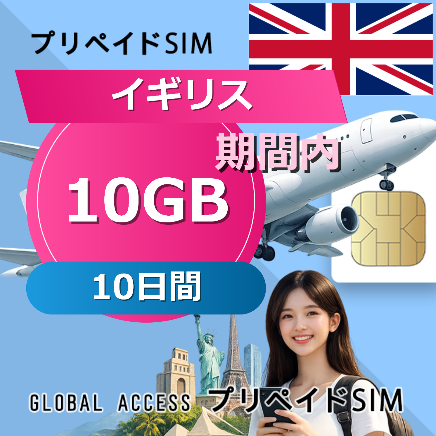 イギリス SIMカード 10GB 10日間