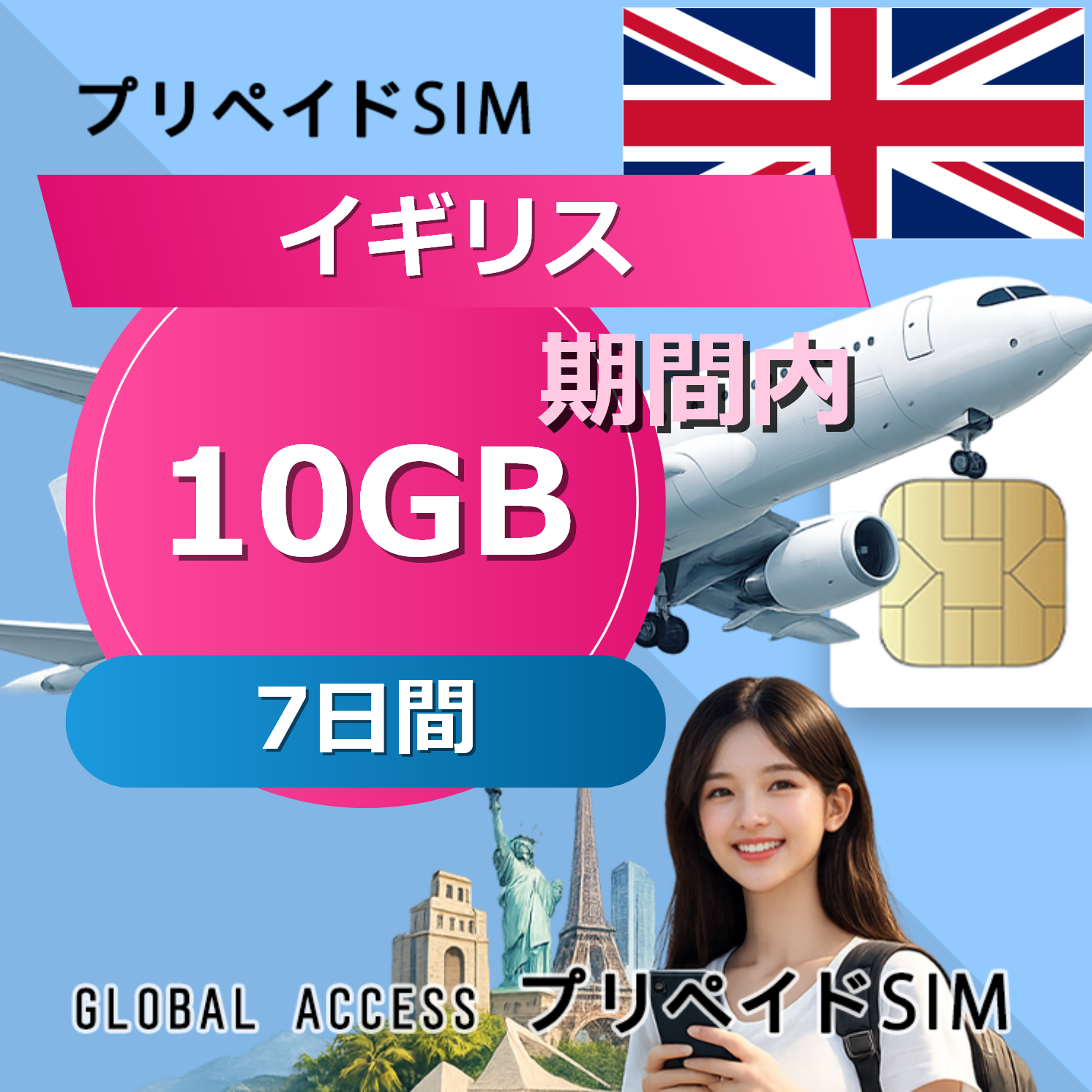イギリス SIMカード 10GB 7日間