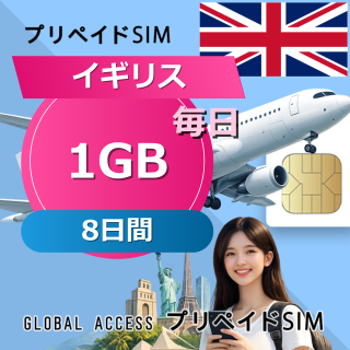 イギリス SIMカード 1GB 毎日 8日間