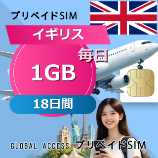 イギリス SIMカード 1GB 毎日 18日間