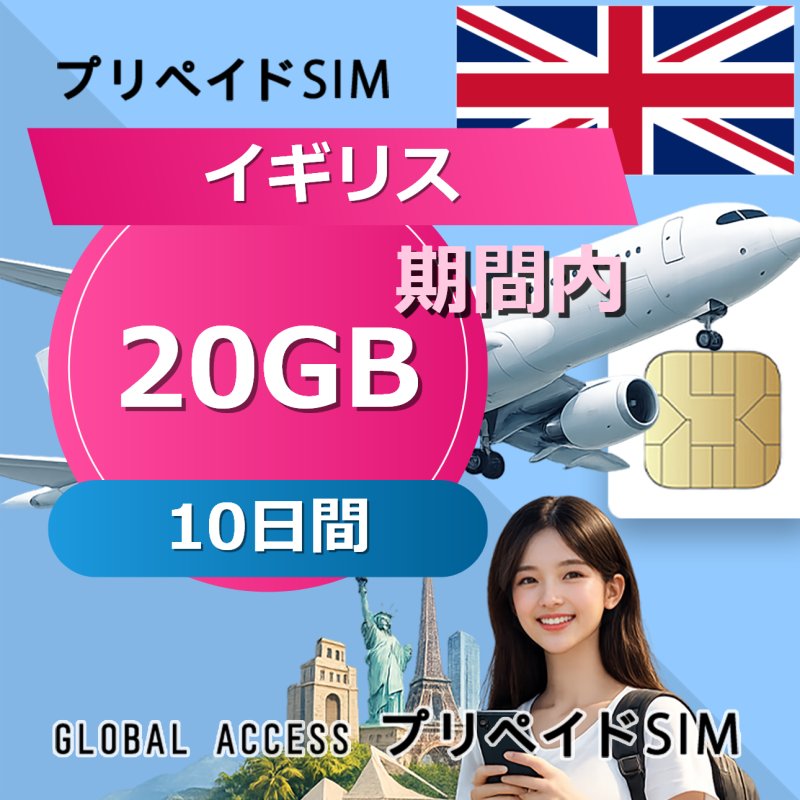 イギリス SIMカード 20GB 10日間
