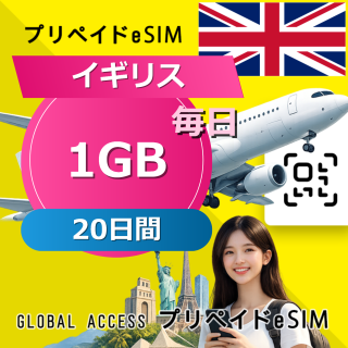 イギリス eSIM 1GB 毎日 20日間