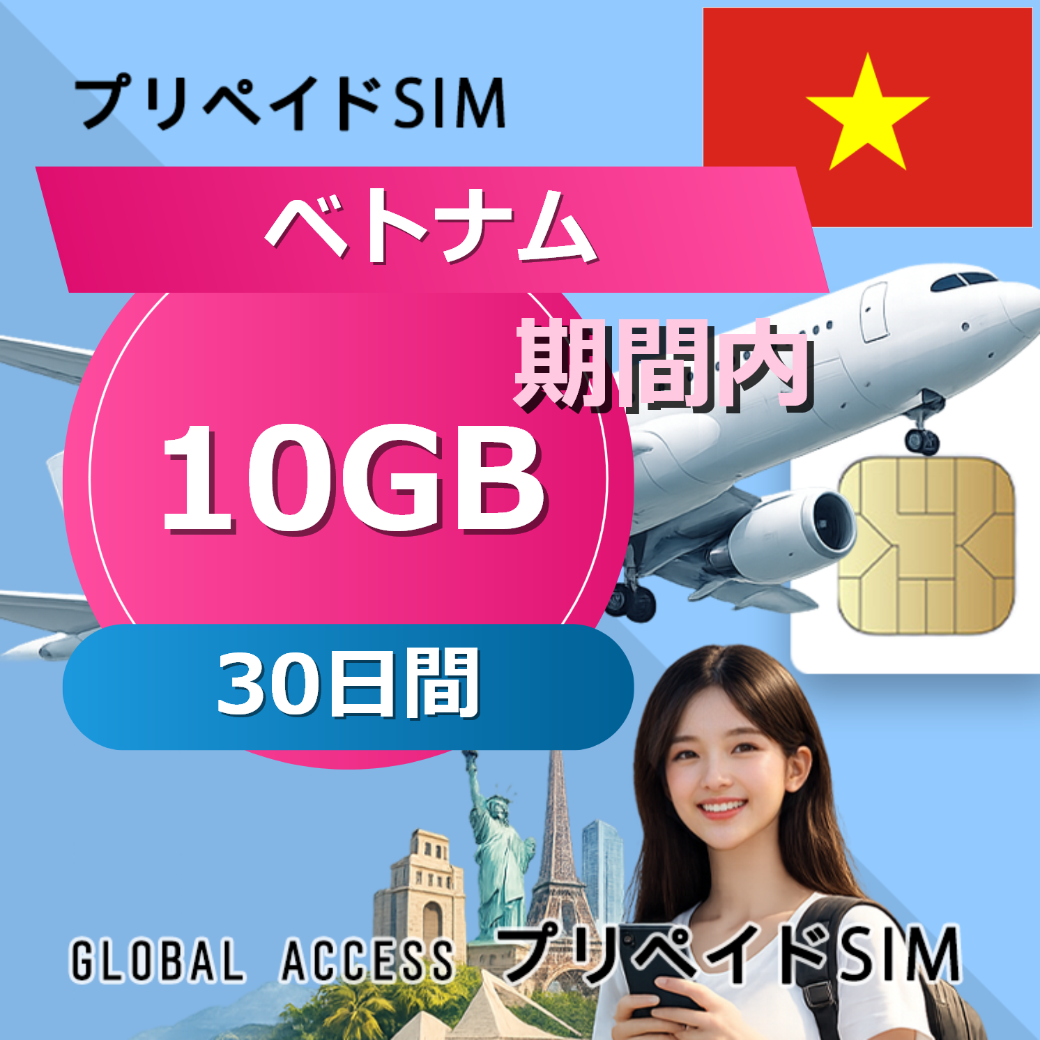 ベトナム SIMカード 10GB 30日間
