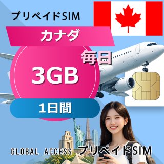 カナダ SIMカード 3GB 毎日 1日間