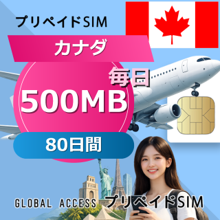 カナダ SIMカード 500MB 毎日 80日間