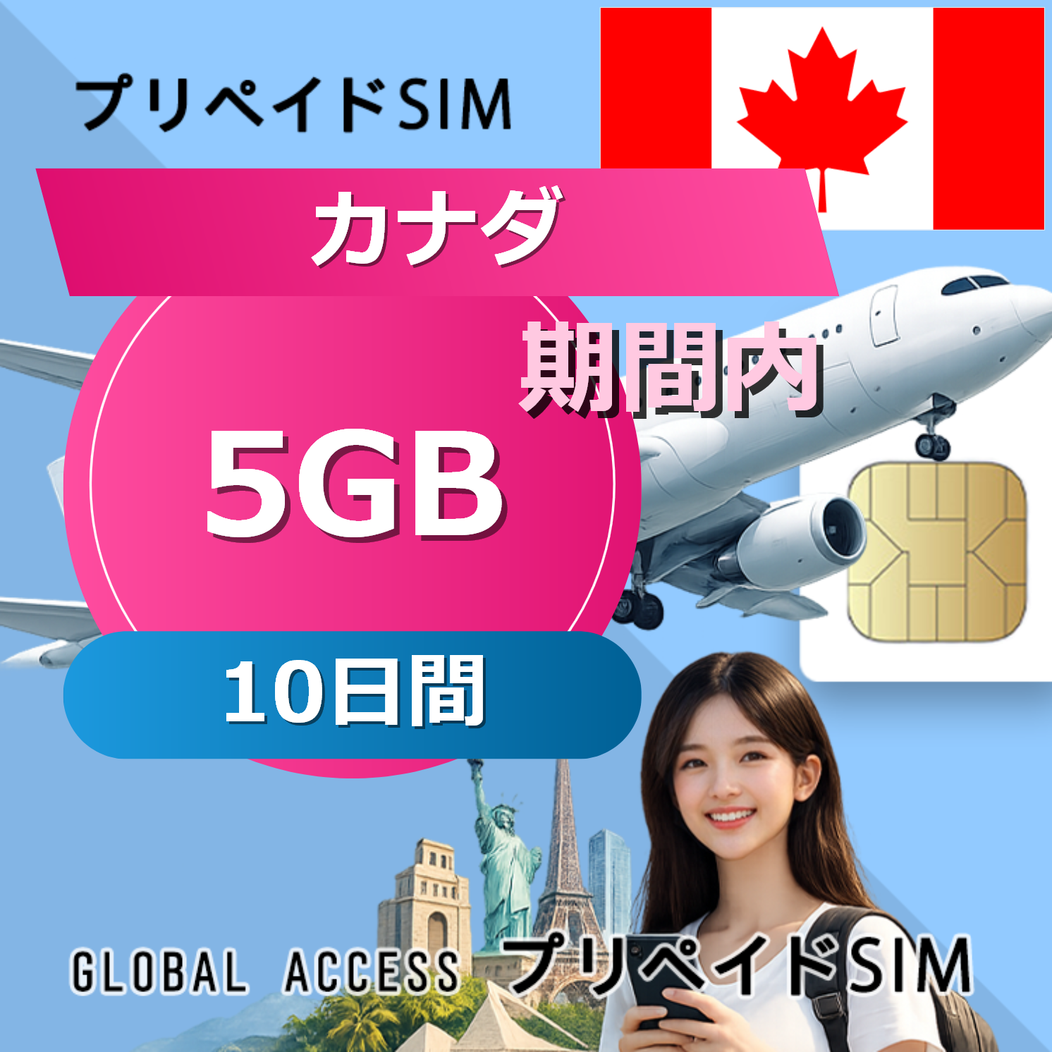 カナダ SIMカード 5GB 10日間