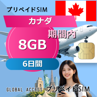 カナダ SIMカード 8GB 6日間