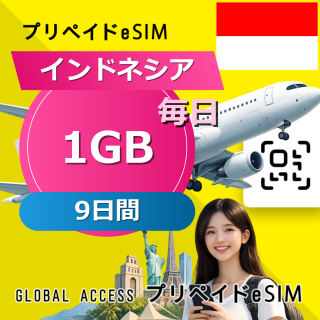 インドネシア eSIM 1GB 毎日 9日間