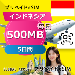 インドネシア eSIM 500MB 毎日 5日間