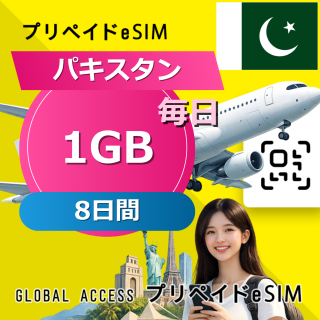 パキスタン eSIM 1GB 毎日 8日間