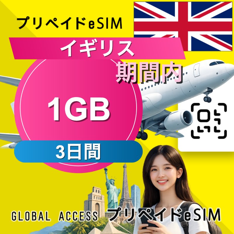 イギリス eSIM 1GB 3日間