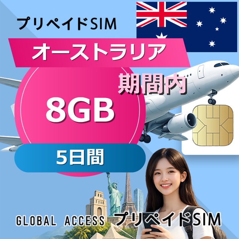 オーストラリア SIMカード 8GB 5日間