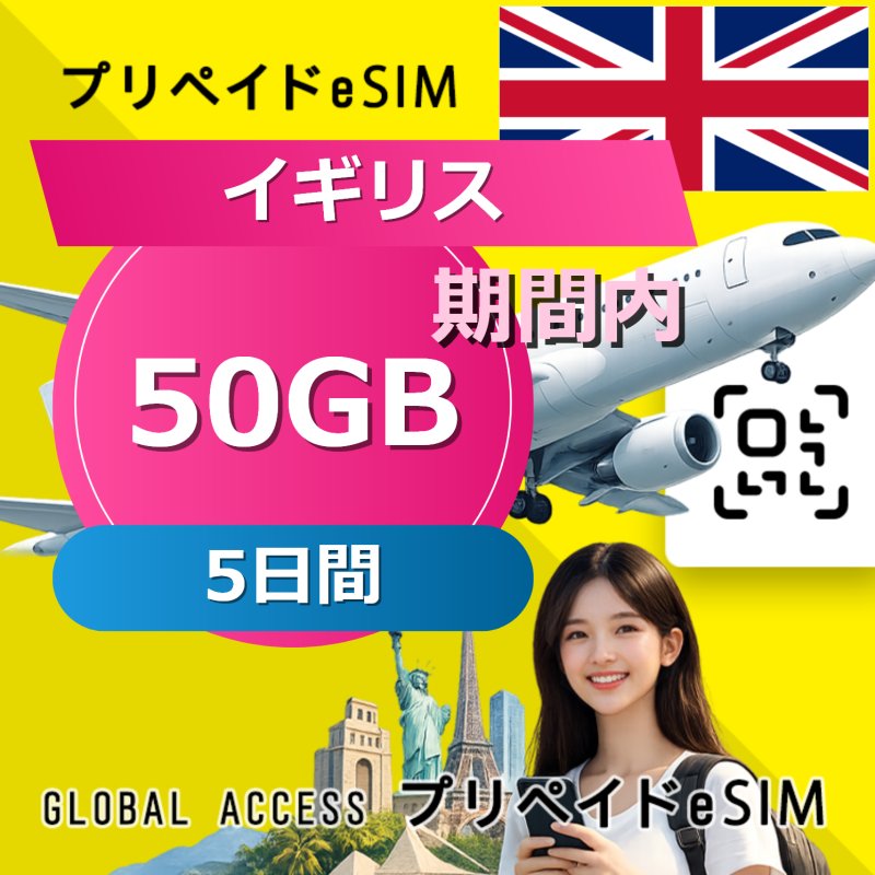 イギリス eSIM 50GB 5日間