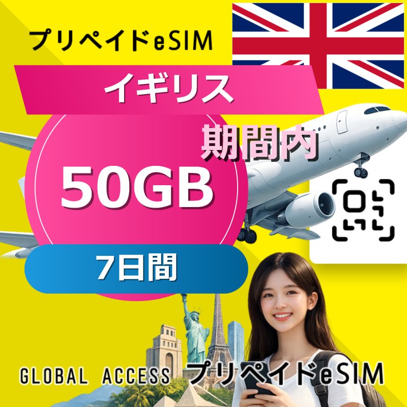 イギリス eSIM 50GB 7日間