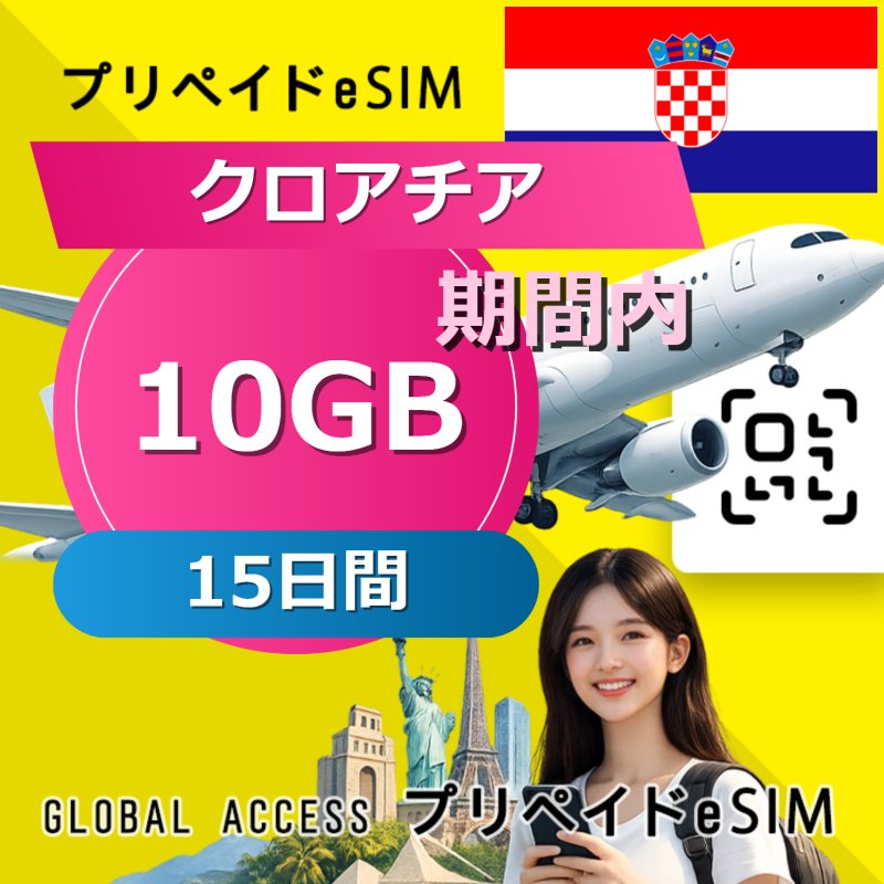クロアチア eSIM 10GB 15日間