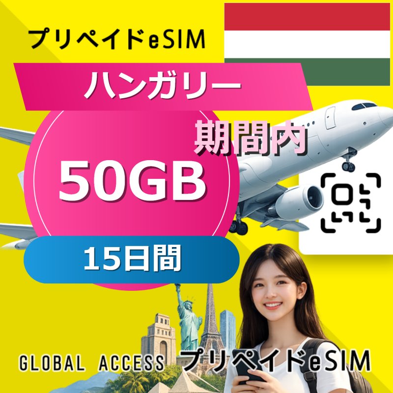 ハンガリー eSIM 50GB 15日間