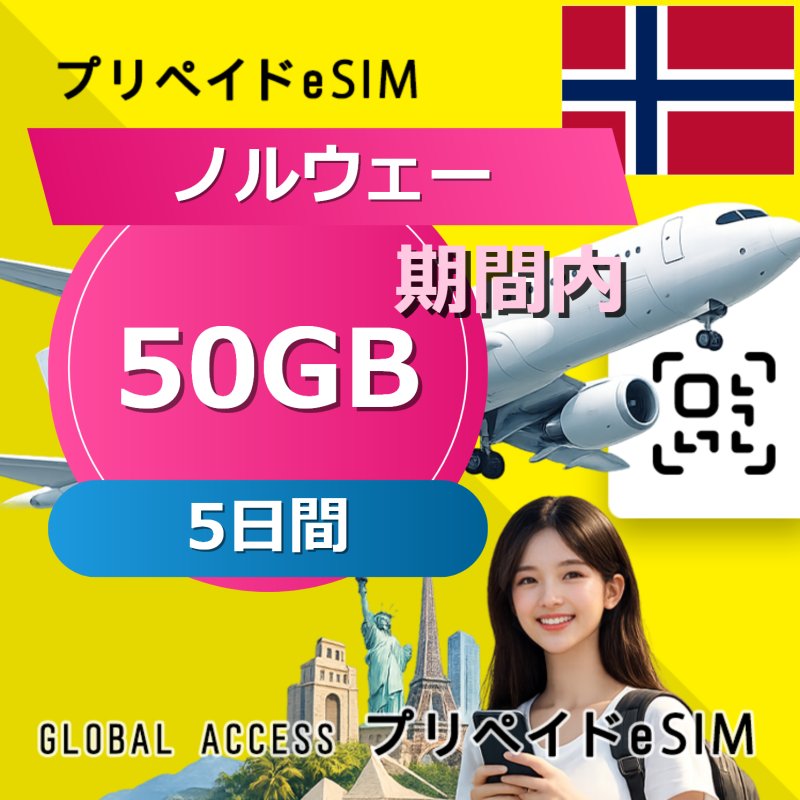 ノルウェー eSIM 50GB 5日間
