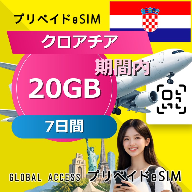 クロアチア eSIM 20GB 7日間