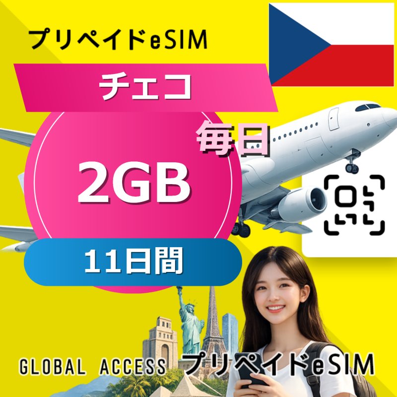 チェコ eSIM 2GB 毎日 11日間