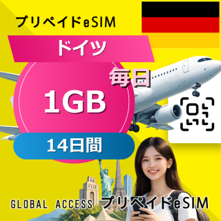 ドイツ eSIM 1GB 毎日 14日間