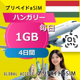 ハンガリー eSIM 1GB 毎日 4日間