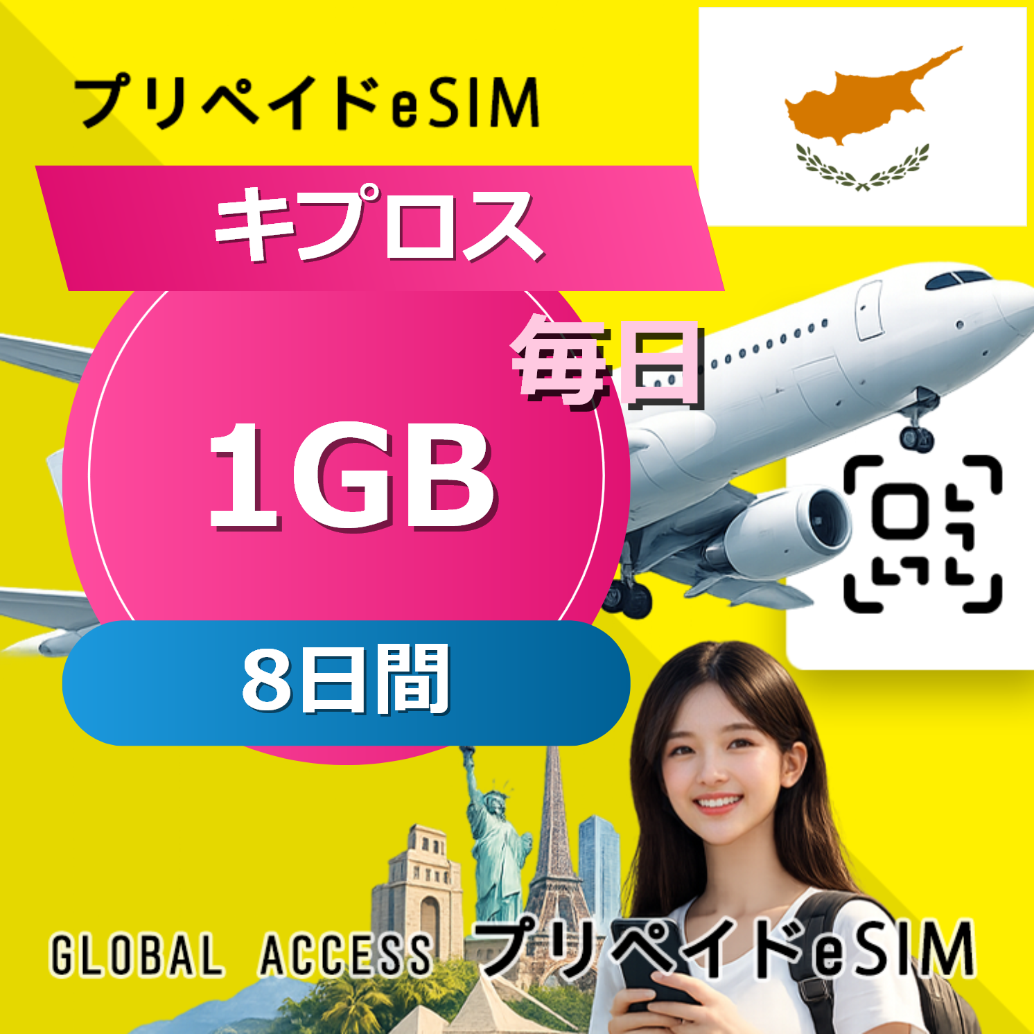 キプロス eSIM 1GB 毎日 8日間