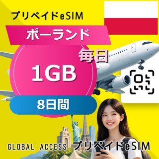 ポーランド eSIM 1GB 毎日 8日間