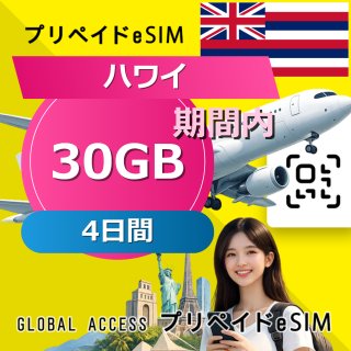 ハワイ eSIM 30GB 4日間