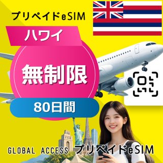 ハワイ eSIM 無制限 80日間