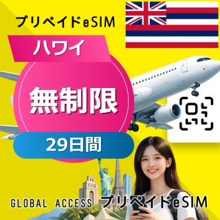 ハワイ eSIM 無制限 29日間