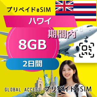ハワイ eSIM 8GB 2日間