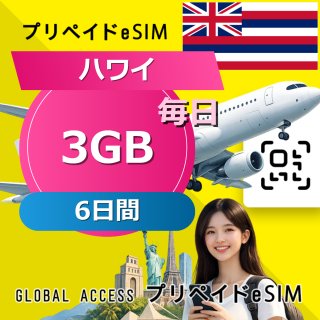 ハワイ eSIM 3GB 毎日 6日間